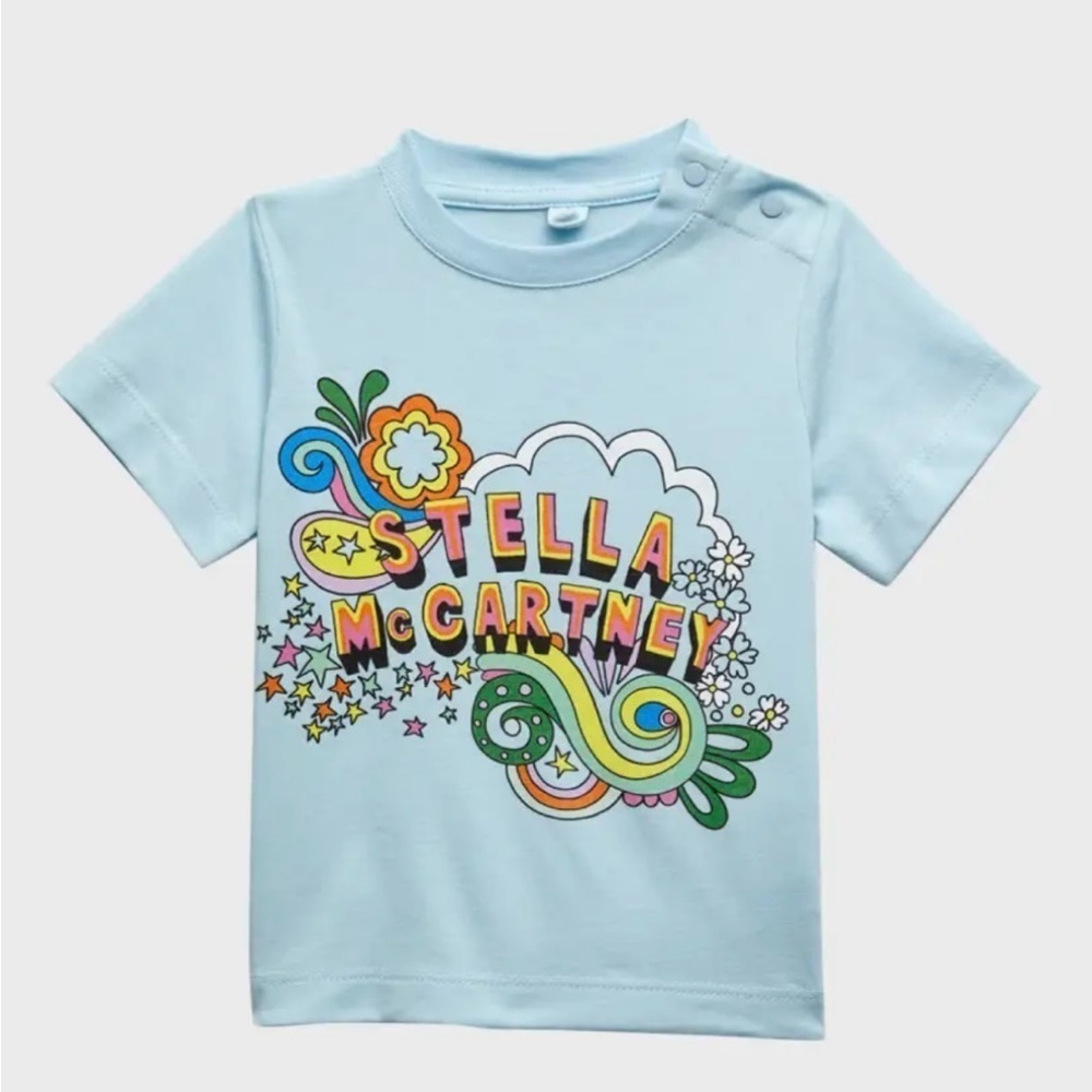 Stella McCartney Girl's Tee with Stella Logo Love to Dream Print